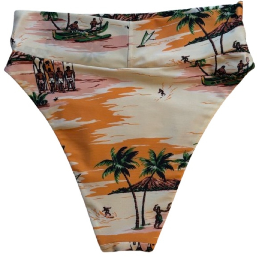 Aerie Aloha High-Cut Cheeky Pink Orange Bikini Bottoms Size M EUC - Picture 5 of 7